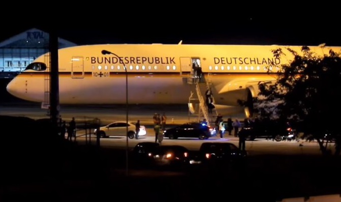 Gravação mostra a chegada dos alemães a Manaus no grande avião A350; veja vídeo