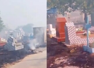 VÍDEO: Abandonado pela Prefeitura, cemitério de Manaus sofre incêndio de grandes proporções