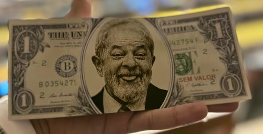 dólar com rosto de Lula