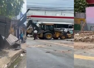 VÍDEO: Boxes de moto-taxistas e comerciantes são demolidos pela Prefeitura de Manaus