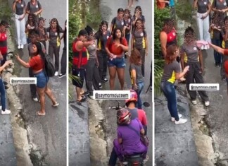VÍDEO: Mulher maior de idade é flagrada agredindo adolescente na saída de colégio em Manaus