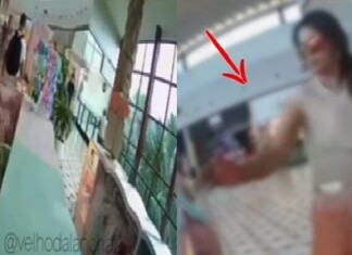 VÍDEO: Mulher tenta furtar mochila presa em quiosque do Manauara Shopping