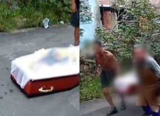 Caixão com corpo cai de carro funerário após acidente em Manaus