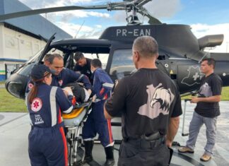 Serviço aéreo da SSP-AM resgata policial militar após acidente na rodovia BR-319