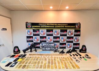 Polícia Militar do Amazonas apreende mais de 70 quilos em barras de ouro e prende seis suspeitos de contrabando e extorsão