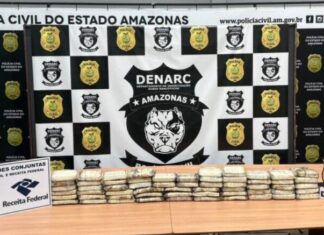 Cocaína avaliada em R$ 4,5 milhões é apreendida em rodas de caminhonete pela PC-AM e Receita Federal