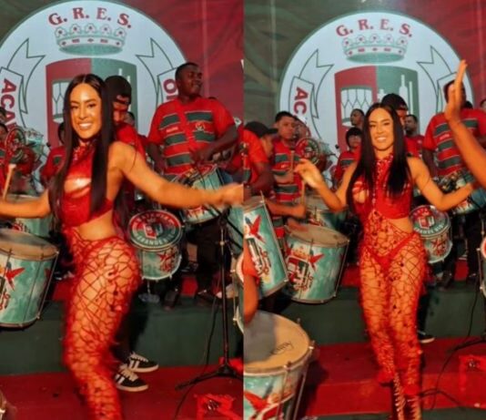 Isabelle Nogueira encanta público da Grande Rio em estreia com figurino artesanal e ousado