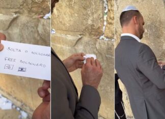 Eduardo Bolsonaro vai ao Muro das Lamentações e pede: “Solta o Bolsonaro”