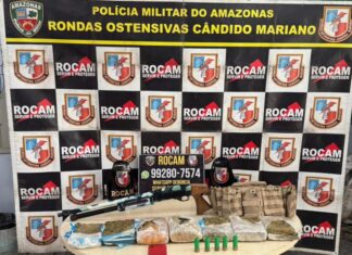 Polícia Militar do Amazonas após denúncia prende homem com arma de fogo e drogas na zona Oeste