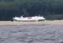 Circula vídeo que registra os primeiros momentos do naufrágio da lancha “Lima de Abreu” no Encontro das Águas