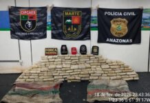 Operação no rio Negro resulta na apreensão de 220 kg de drogas avaliadas em R$ 4,5 milhões no Amazonas