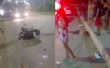 Colisão com carreta mata motociclista na AM-010 e deixa filho pequeno gravemente ferido