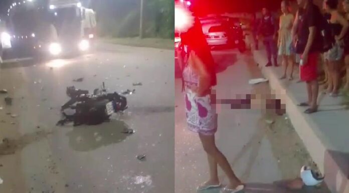 Colisão com carreta mata motociclista na AM-010 e deixa filho pequeno gravemente ferido