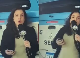Viatura da PM atinge repórter do SBT em plena transmissão ao vivo