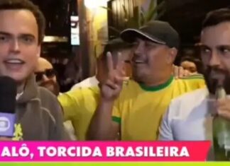 Torcedor invade transmissão da Globo e dispara: “Brasil hexa e Flávio eleito”