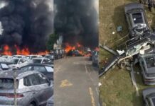 VÍDEO: Colisão entre dois helicópteros no Rio causa incêndio gigantesco no pátio da montadora BYD
