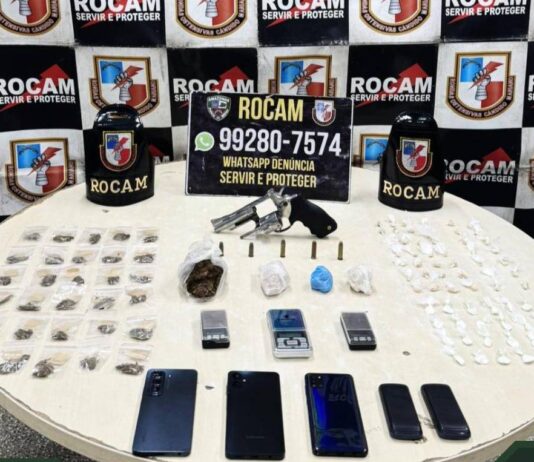 Mulher é presa com revólver e grande quantidade de drogas durante ação da Rocam no Jorge Teixeira