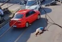 Acidente entre moto e ônibus deixa homem ferido no Petrópolis em Manaus