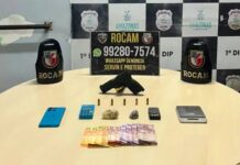 Operação da Rocam no Japiim termina com apreensão de pistola, drogas e balanças de precisão