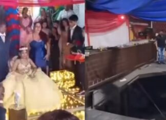 Momento do parabéns acaba em desespero após piso de casa de eventos desabar