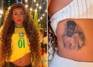 Modelo tatua rosto de Vini Jr. no corpo e depois faz desabafo surpreendente