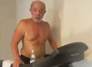 Sem camisa, Lula posta vídeo na esteira e pede: “Cuidem da saúde”