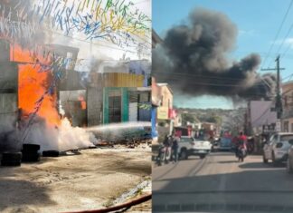 Fogo de grandes proporções atinge borracharia e mobiliza bombeiros em Manaus