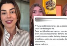 Após rebater ataques nas redes, Vivian Amorim enfrenta críticas por falta de propostas e experiência política