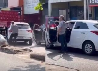 VÍDEO: Investigador da DEHS atira durante briga de trânsito e deixa motorista ajoelhado em Manaus