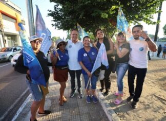 Bandeiraço reúne apoiadores de Adjuto Afonso, número 44.111, no Japiim