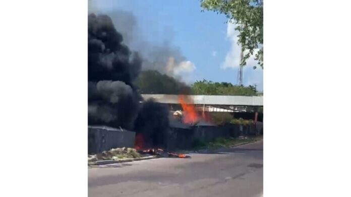 Vídeo: Queima de fios termina em incêndio de grandes proporções e ameaça casas em Manaus
