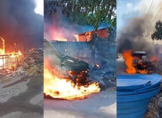 Fogo em carro provoca incêndio e deixa imóvel danificado no bairro Flores