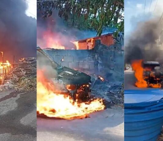 Fogo em carro provoca incêndio e deixa imóvel danificado no bairro Flores