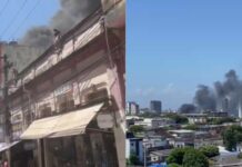 Após susto, bombeiros controlam incêndio que espalhou fumaça pelo Centro de Manaus