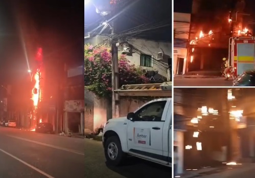 Transformadores de energia pegam fogo e assustam moradores em Manaus