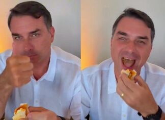VÍDEO: “Já estou me sentindo manauara”, diz Flávio Bolsonaro após provar x-caboquinho