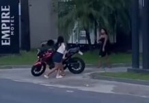 VÍDEO: Mulher flagra marido saindo de motel com a amante e parte pra p0rrada em Manaus