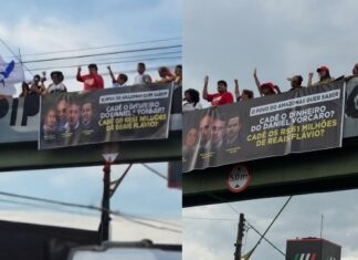 VÍDEO: Apoiadores de Lula protestam contra Flávio Bolsonaro em Manaus: “Flávio é amigo de Vorcaro”