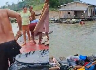 VÍDEO: Temporal destrói flutuantes e atinge escola em comunidade de Tapauá, no Amazonas