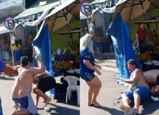 VÍDEO: Irmãos donos de bancas são flagrados brigando na Feira do Alvorada: “Satan@s”