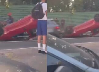 VÍDEO: Carro capota na Avenida Constantino Nery nesta sexta-feira em Manaus