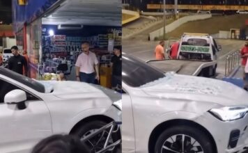 Carro invade Drogaria Mega no estacionamento do Nova Era em Manaus