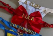 Disputa eleitoral fica picante e calcinhas com nomes de Lula e Flávio Bolsonaro fazem sucesso nas redes