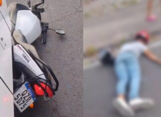 Moto fica presa debaixo de ônibus após acidente na Cidade Nova, em Manaus