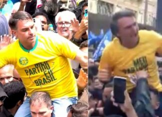 Flávio refaz percurso em que Bolsonaro levou facada em 2018