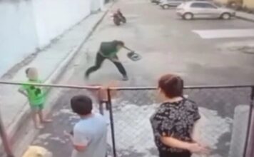 VÍDEO: Homem joga pedra em cachorro e quase acerta crianças no Conjunto Viver Melhor, em Manaus