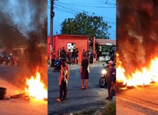 Moradores protestam contra falta de água no Jardim Mauá, em Manaus