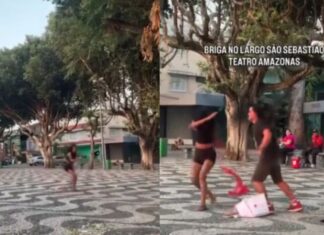 Briga entre várias pessoas assusta quem passava pelo Centro de Manaus