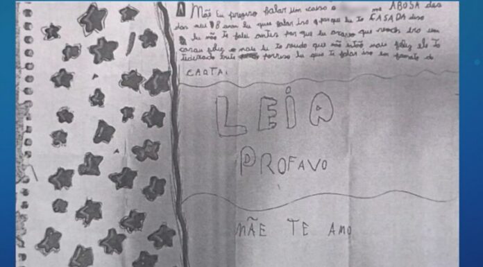 Menina de 10 anos escreve carta à mãe e denuncia supostos 4busos do padrasto