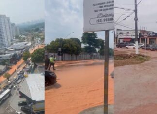 Rompimento de adutora causa alagamentos e interdita avenida na zona oeste de Manaus